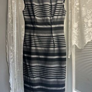 Elegant Black and Gray Striped Dress